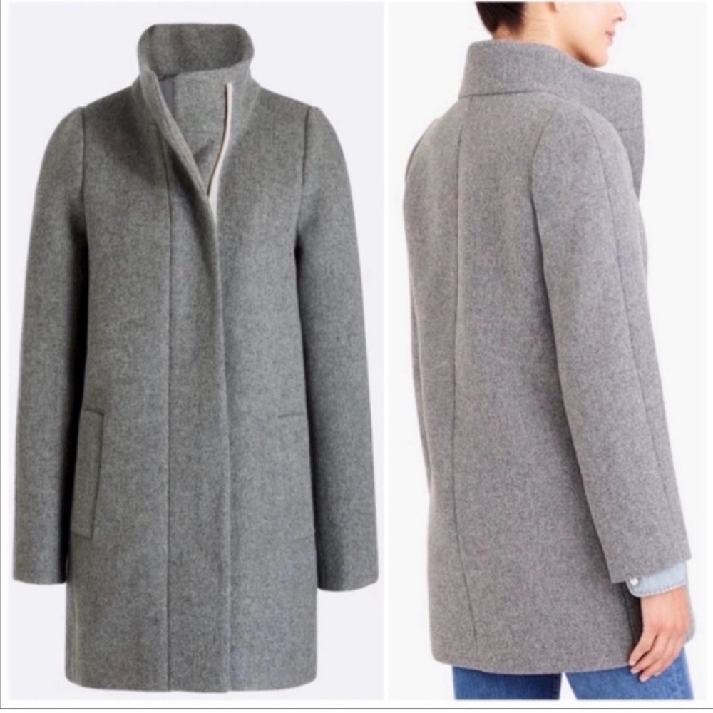 J. Crew Gray Wool Blend Stand-Collar Pea Coat